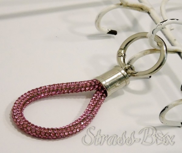 MINI Schlüsselanhänger ROSE / Rosa, Pink/Silber// 14cm// Glitzerkordel